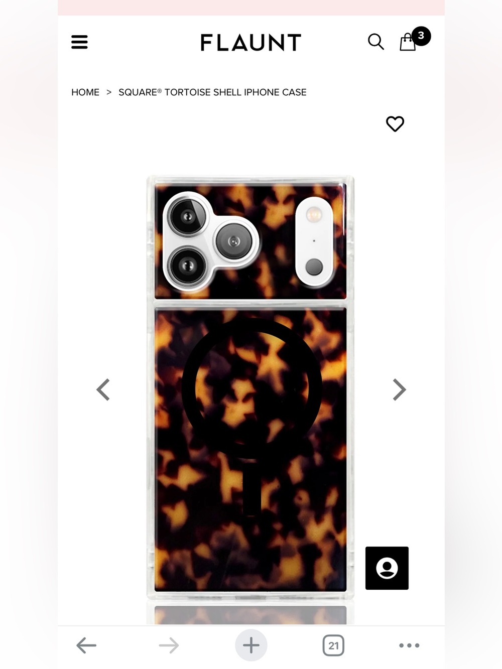 Tortoiseshell Square by Flaunt Phone Case with Magnetic Ring - Brown/Black